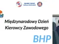 Międzynarodowy Dzień Kierowcy Zawodowego. Ilustracja przedstawia kierowcę za kierownicą i różne ciężarówki.