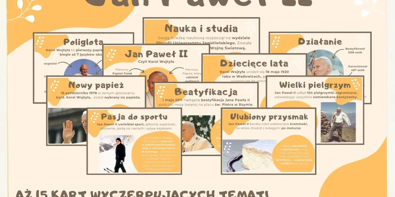 16 października 1978 Karol Wojtyła został wybrany na papieża. Grafika przedstawia jego życie i dokonania.