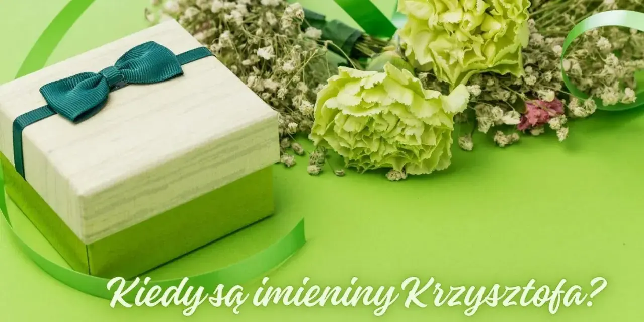 Prezent i kwiaty na zielonym tle. Kiedy są imieniny Krzysztofa? 15 lutego to jedna z dat.