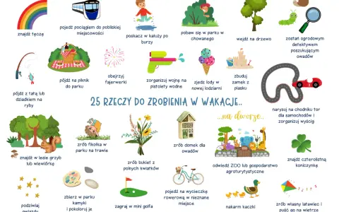 Wakacyjna lista wyzwań: od tęczy po piknik i budowanie zamku z piasku. Czas na przygody!