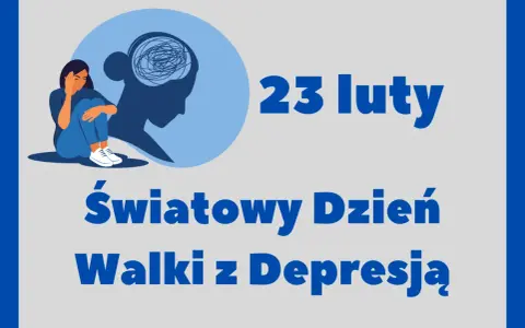 23 lutego obchodzimy Światowy Dzień Walki z Depresją. Ilustracja pokazuje smutną postać i splątane myśli w głowie.