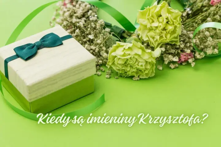 Prezent i kwiaty na zielonym tle. Kiedy są imieniny Krzysztofa? 15 lutego to jedna z dat.