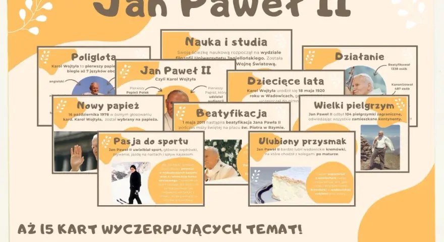 16 października 1978 Karol Wojtyła został wybrany na papieża. Grafika przedstawia jego życie i dokonania.