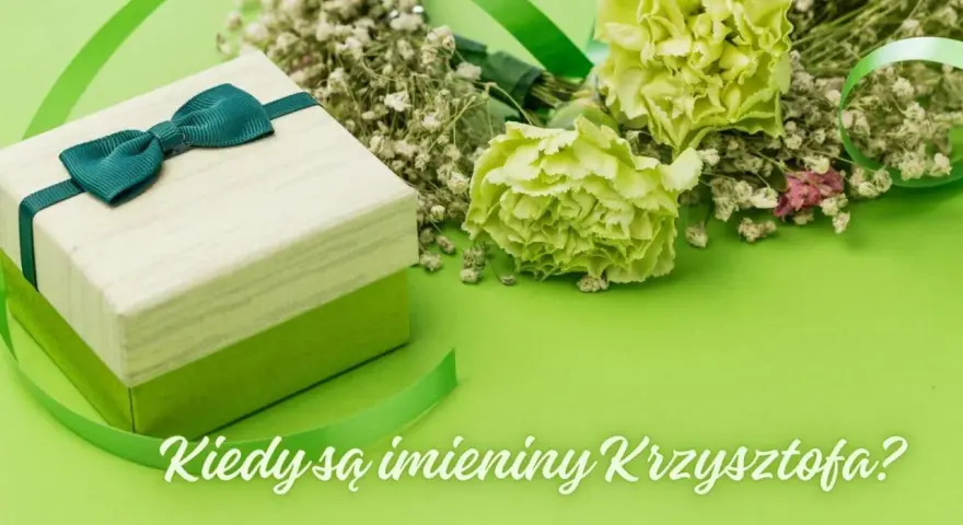 Prezent i kwiaty na zielonym tle. Kiedy są imieniny Krzysztofa? 15 lutego to jedna z dat.