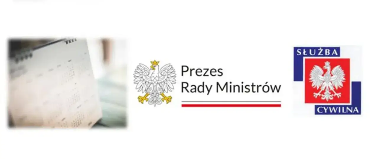Kalendarz wskazuje 28 listopada święto. Obok orzeł w koronie, Prezes Rady Ministrów i Służba Cywilna.